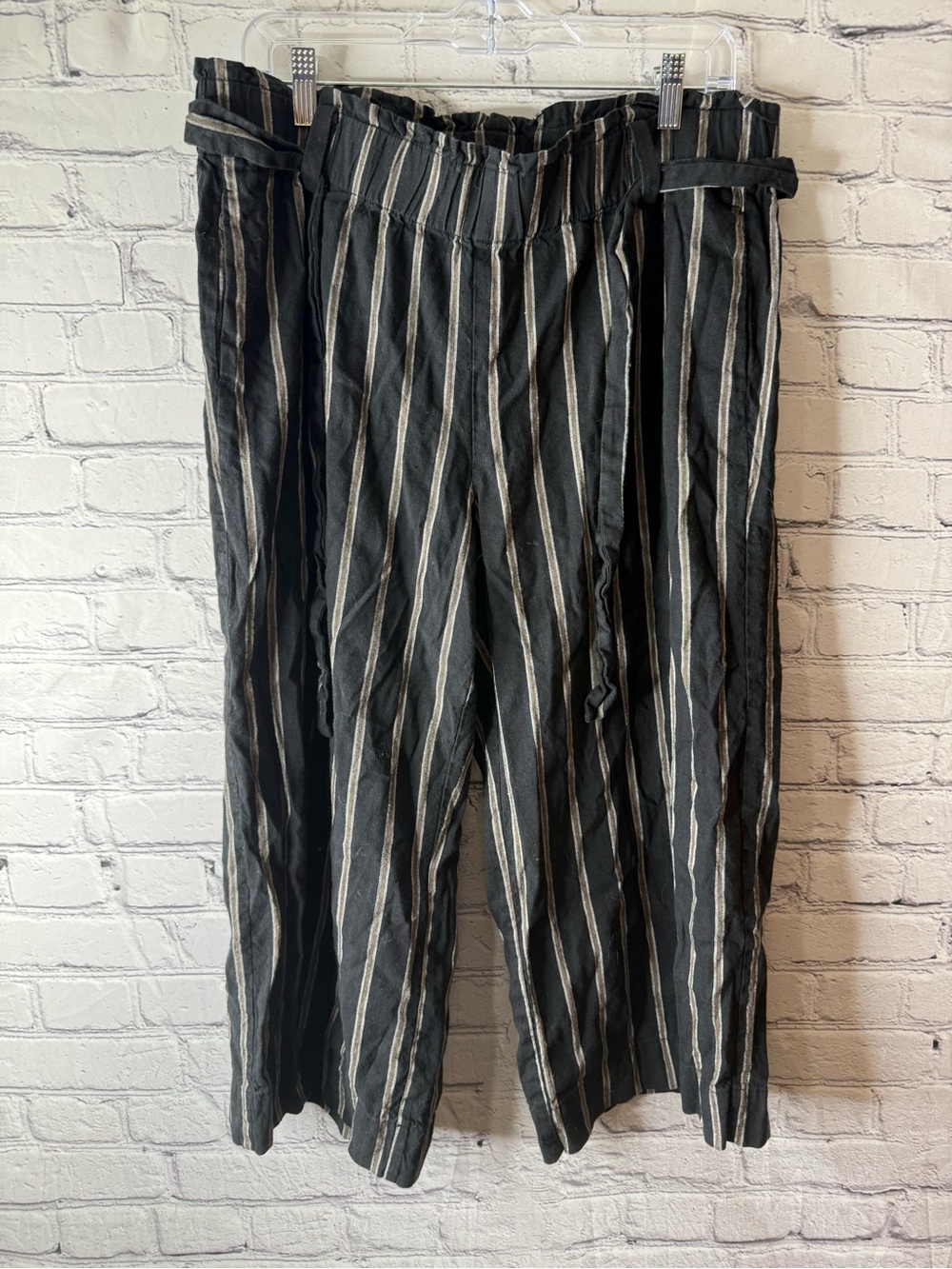 J Jill linen stretch Womens Black Striped Casual Pants size large